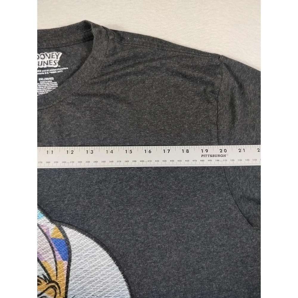 Looney Tunes Bugs Bunny Shirt Mens 2XL Gray Scream Graphic Tee Cartoon Casual
